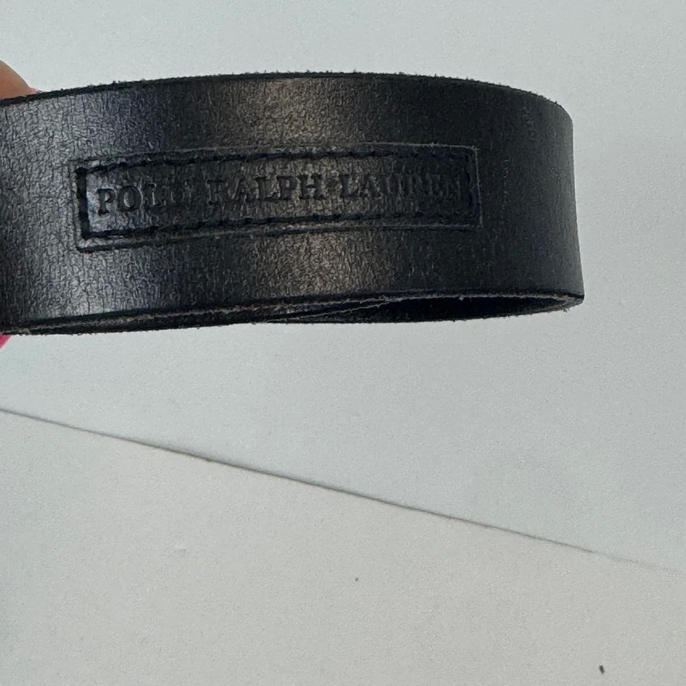 Polo Ralph Lauren Mens Black Leather Belt Silver Buckle Size 38 95 4700560297